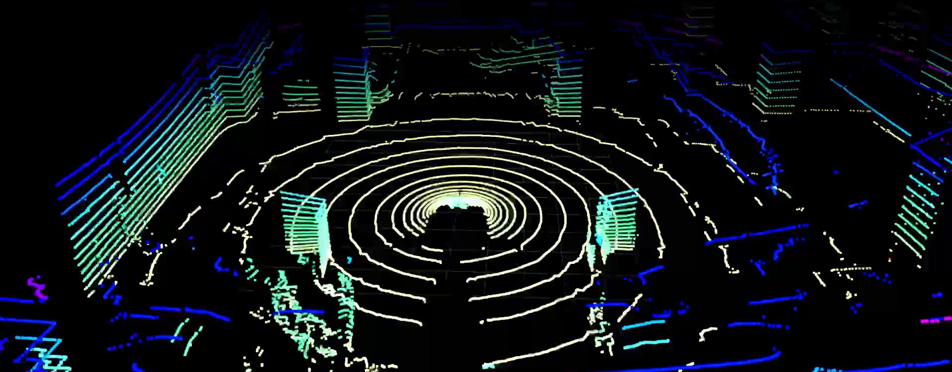 Iliustracija: MT1 Max 3D LiDAR jutiklio sukurtas požeminės aikštelės taškų debesis